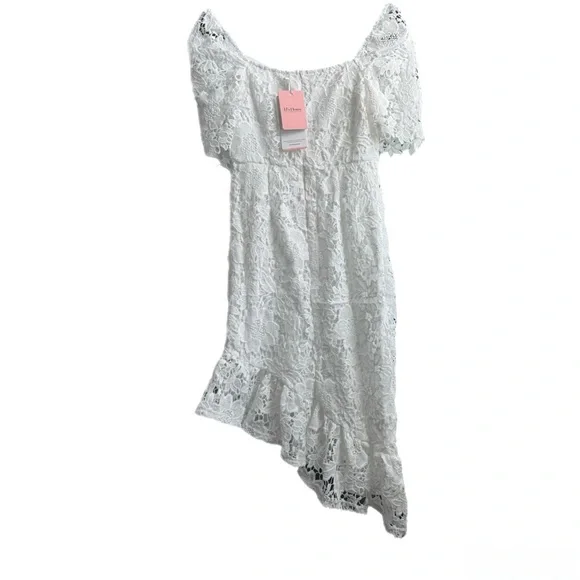 JJ’s House Lace Wedding Dress Sweetheart Asymmetrical Tea-Length NWT Size Small - Picture 5 of 10